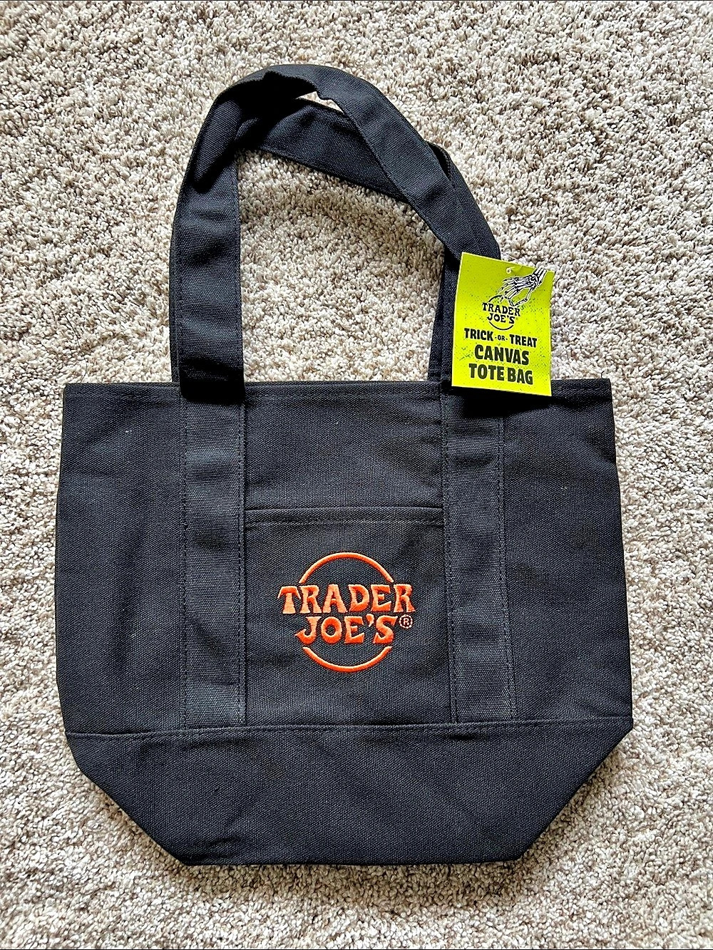 Trader Joe's Trick-or-Treat Mini Canvas Tote Bag Black